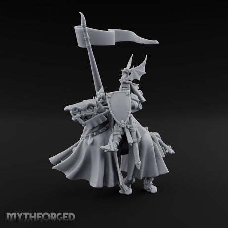 Halberd Raised Dragon Helmed Skeleton Knight Miniature for Dungeons and Dragons, Pathfinder or other TTRPGs