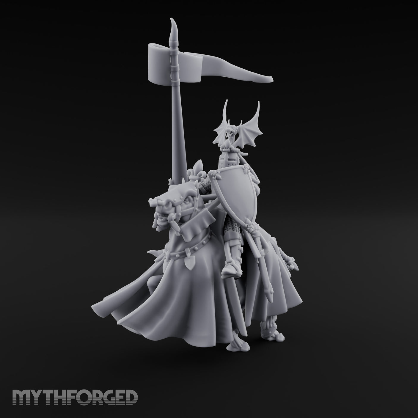 Halberd Raised Dragon Helmed Skeleton Knight Miniature for Dungeons and Dragons, Pathfinder or other TTRPGs