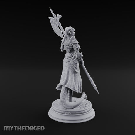 Halberd Twirling Tiefling Warrior Miniature for Dungeons and Dragons, Pathfinder or other TTRPGs