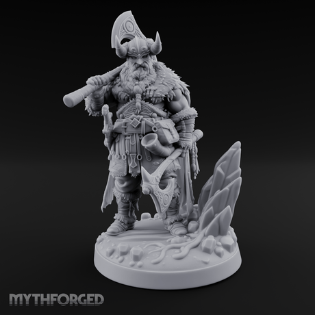 Shoulder To The Grindstone Northern Warlord Miniature for Dungeons and Dragons, Pathfinder or other TTRPGs