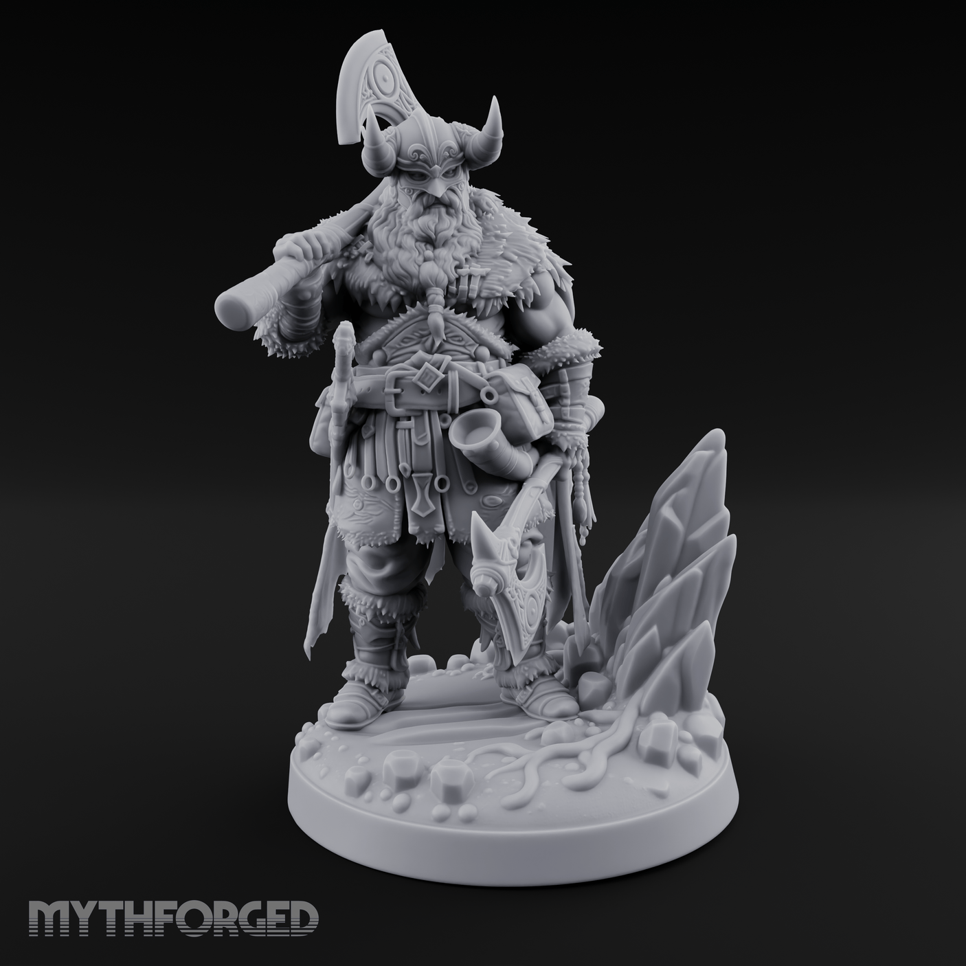 Shoulder To The Grindstone Northern Warlord Miniature for Dungeons and Dragons, Pathfinder or other TTRPGs