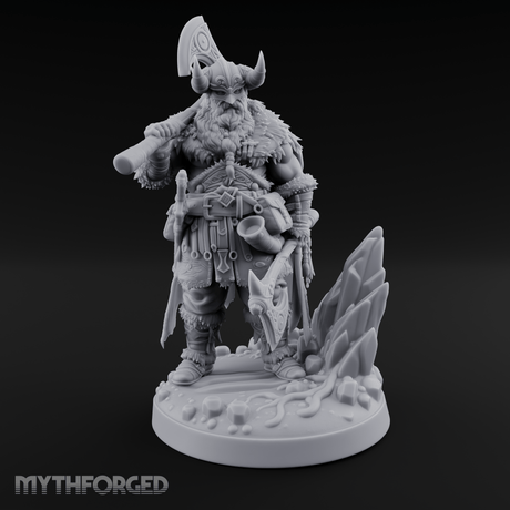 Shoulder To The Grindstone Northern Warlord Miniature for Dungeons and Dragons, Pathfinder or other TTRPGs