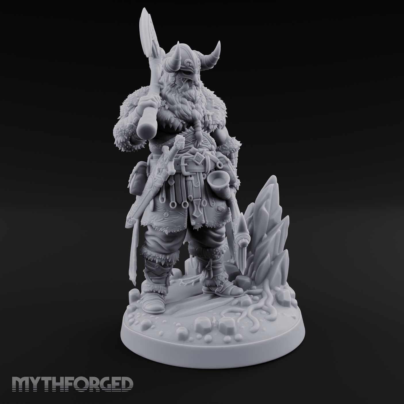 Shoulder To The Grindstone Northern Warlord Miniature for Dungeons and Dragons, Pathfinder or other TTRPGs