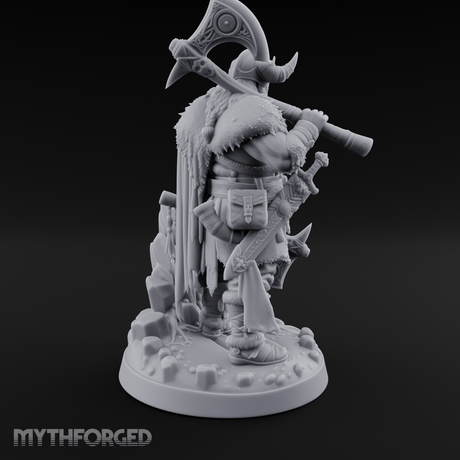 Shoulder To The Grindstone Northern Warlord Miniature for Dungeons and Dragons, Pathfinder or other TTRPGs