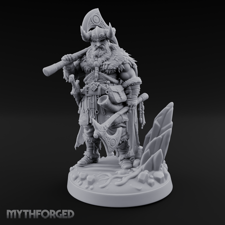 Shoulder To The Grindstone Northern Warlord Miniature for Dungeons and Dragons, Pathfinder or other TTRPGs