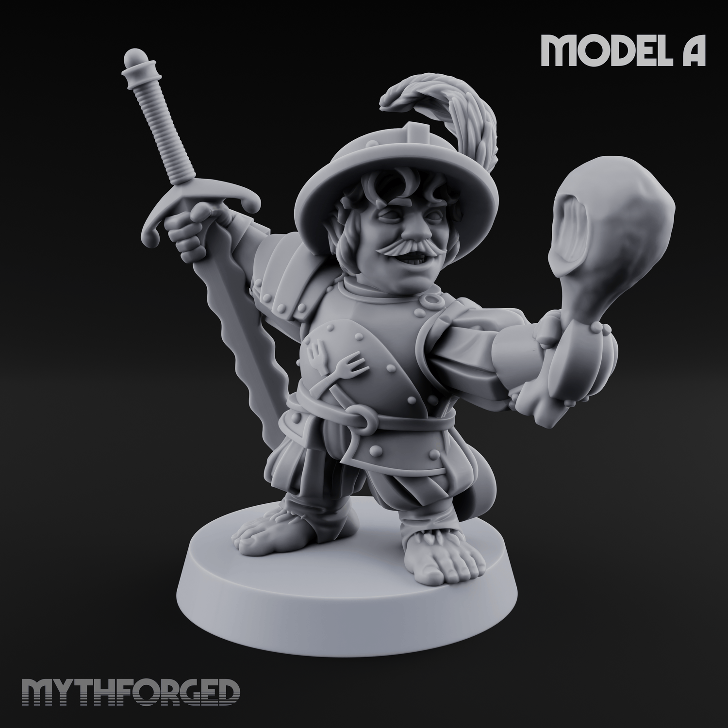 Swinging Low Halfling Greatsword Unit Miniature for Dungeons and Dragons, Pathfinder or other TTRPGs