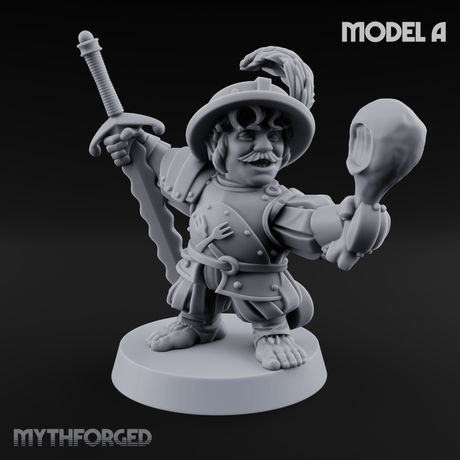 Swinging Low Halfling Greatsword Unit Miniature for Dungeons and Dragons, Pathfinder or other TTRPGs