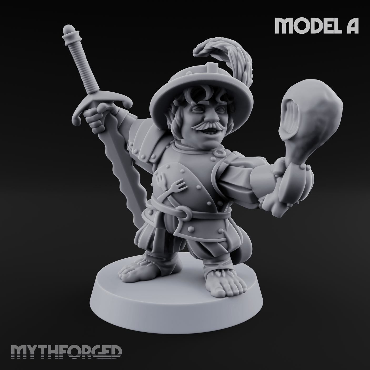 Swinging Low Halfling Greatsword Unit A Miniature for Dungeons and Dragons, Pathfinder or other TTRPGs