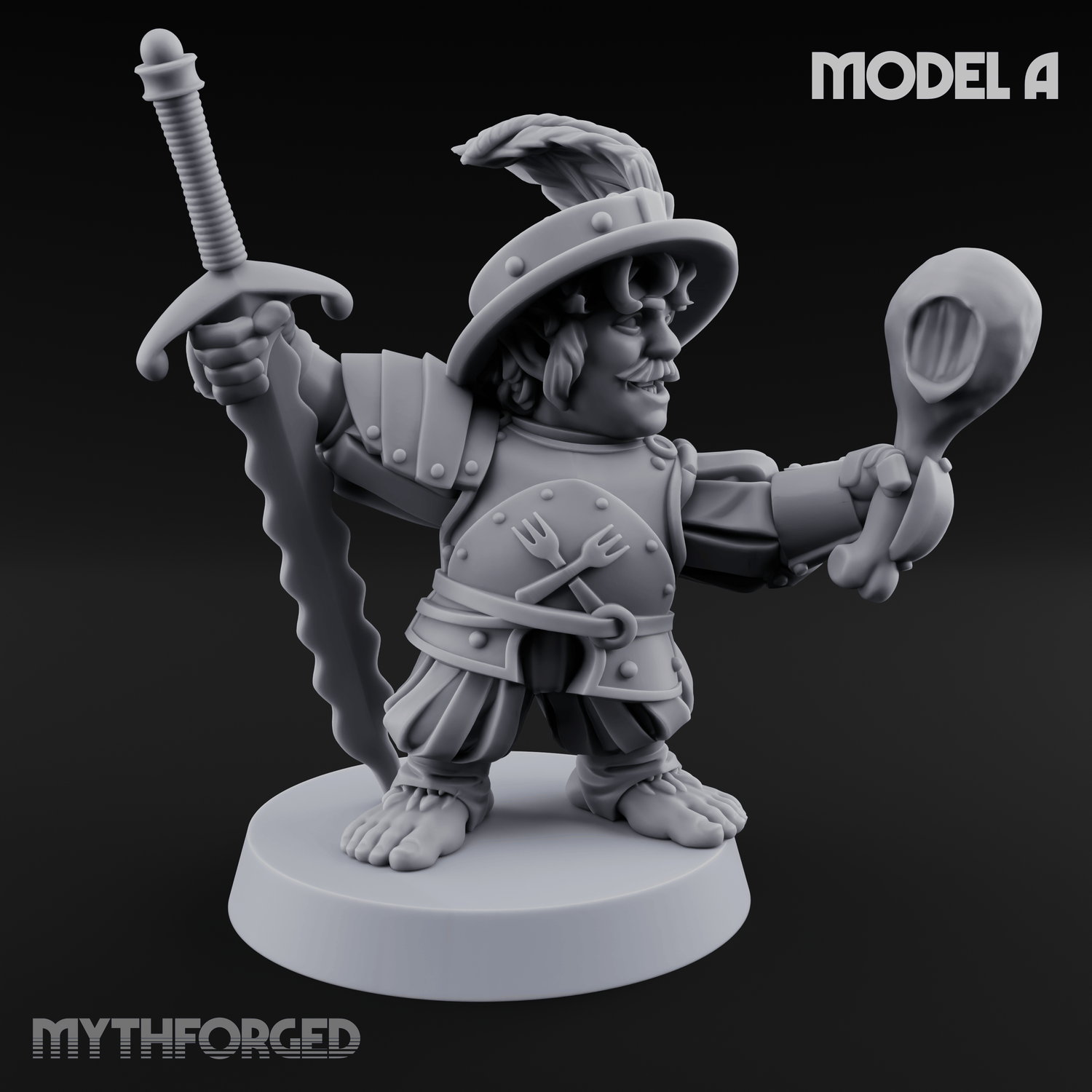 Swinging Low Halfling Greatsword Unit A Miniature for Dungeons and Dragons, Pathfinder or other TTRPGs