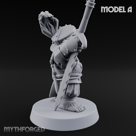 Swinging Low Halfling Greatsword Unit A Miniature for Dungeons and Dragons, Pathfinder or other TTRPGs