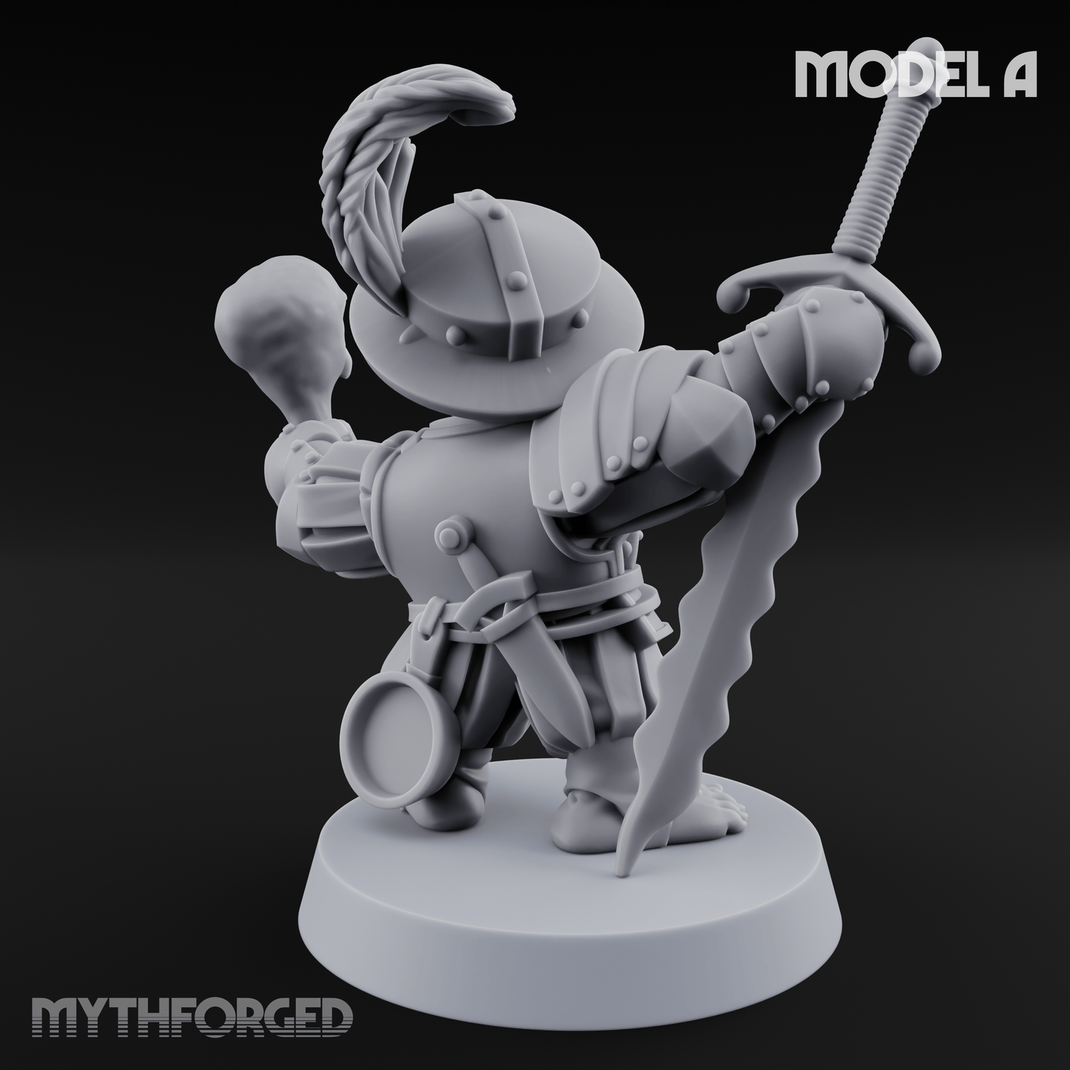 Swinging Low Halfling Greatsword Unit A Miniature for Dungeons and Dragons, Pathfinder or other TTRPGs