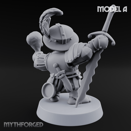 Swinging Low Halfling Greatsword Unit A Miniature for Dungeons and Dragons, Pathfinder or other TTRPGs