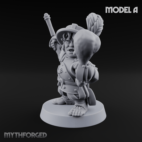 Swinging Low Halfling Greatsword Unit A Miniature for Dungeons and Dragons, Pathfinder or other TTRPGs