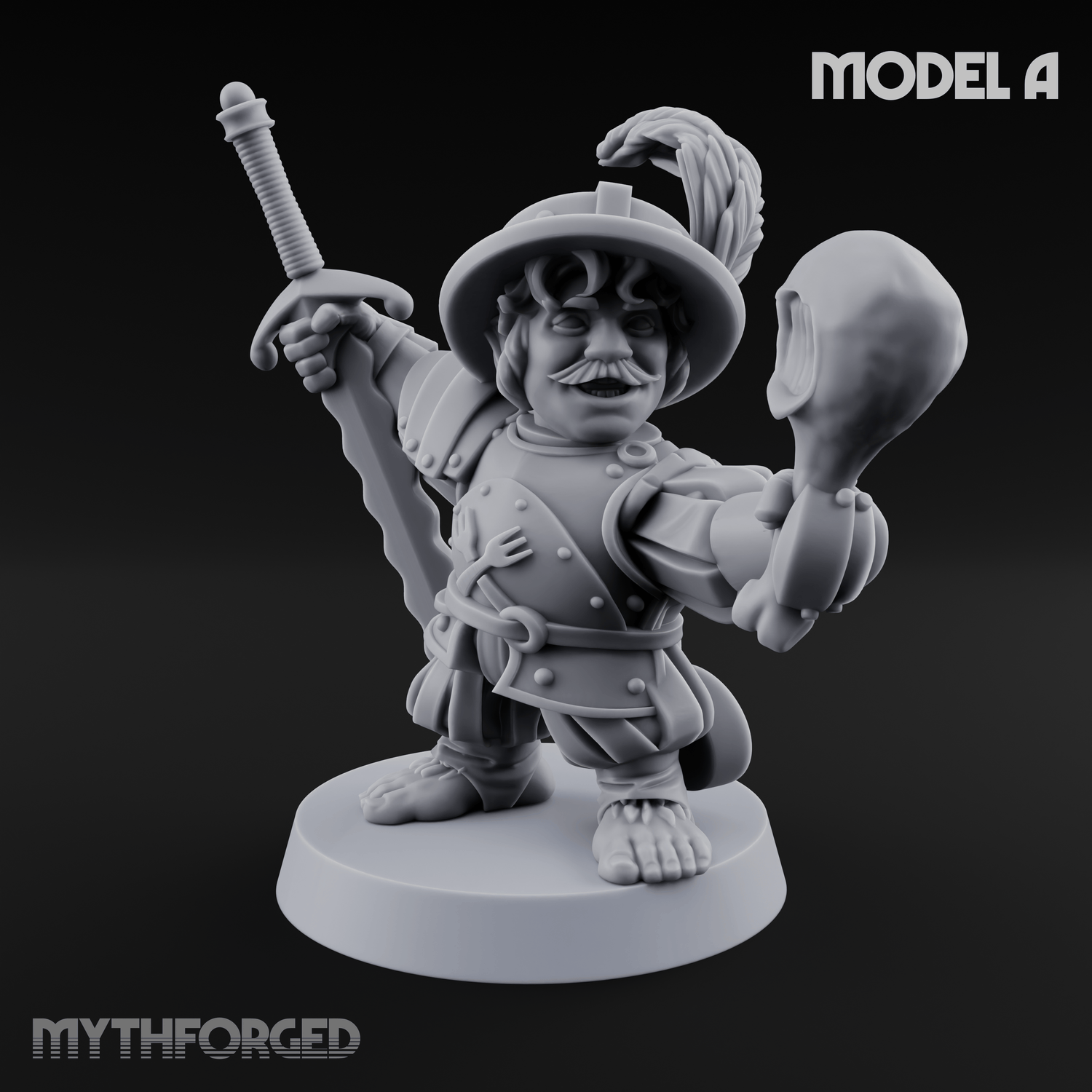 Swinging Low Halfling Greatsword Unit A Miniature for Dungeons and Dragons, Pathfinder or other TTRPGs