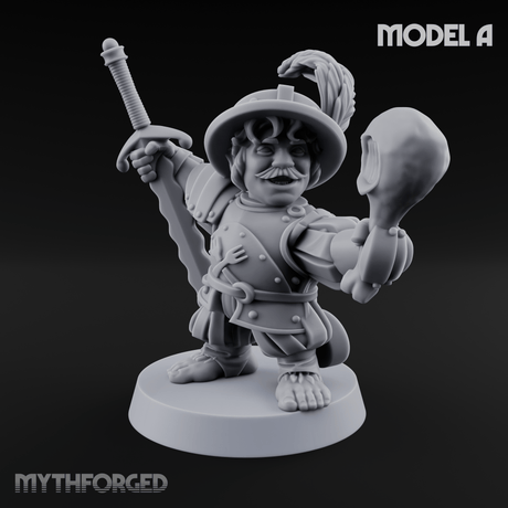 Swinging Low Halfling Greatsword Unit A Miniature for Dungeons and Dragons, Pathfinder or other TTRPGs