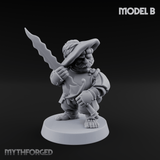 Swinging Low Halfling Greatsword Unit Miniature for Dungeons and Dragons, Pathfinder or other TTRPGs