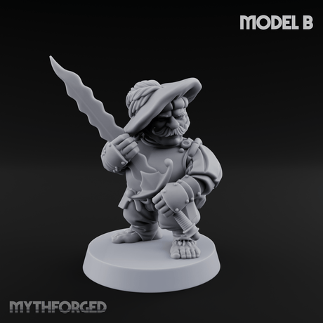 Swinging Low Halfling Greatsword Unit Miniature for Dungeons and Dragons, Pathfinder or other TTRPGs