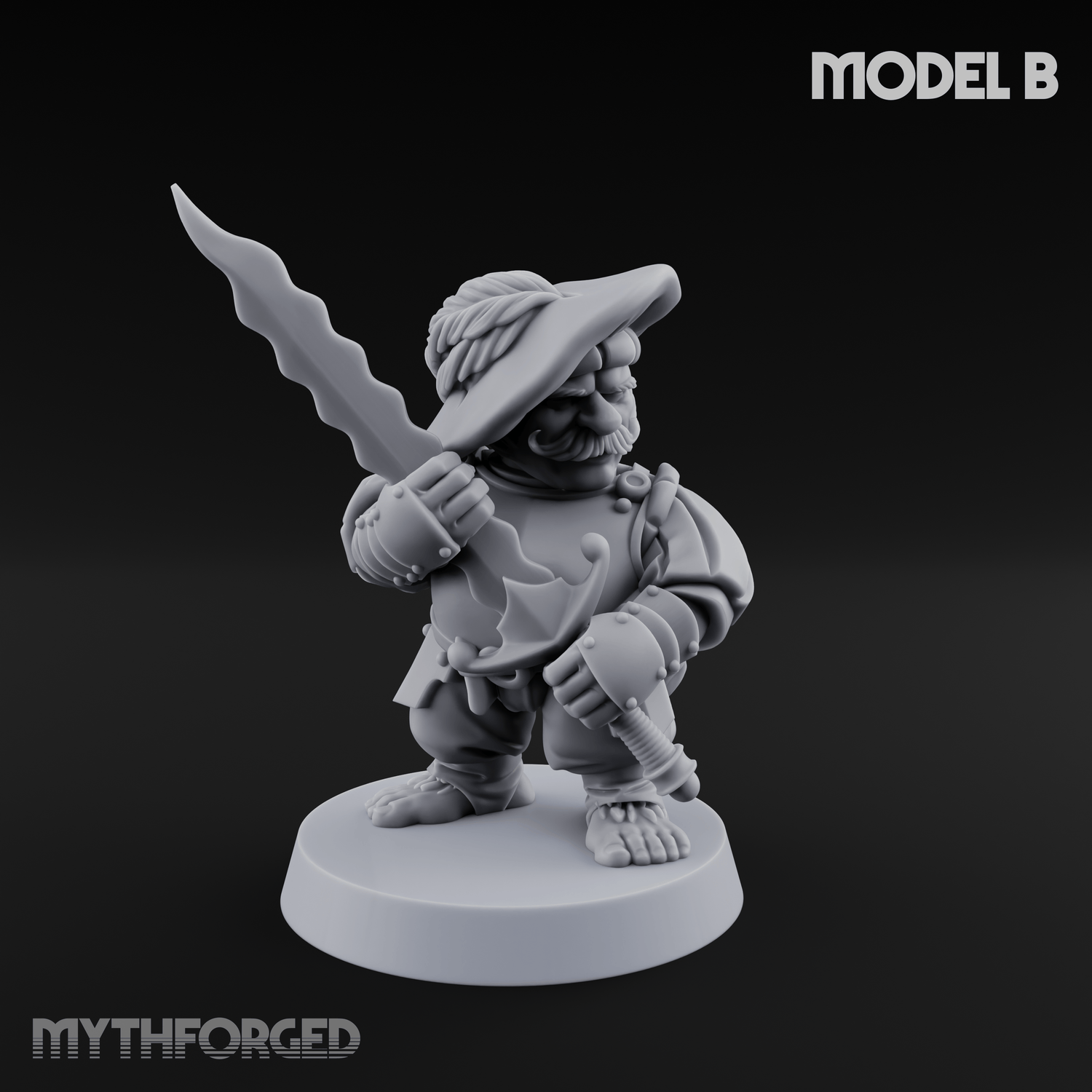 Swinging Low Halfling Greatsword Unit Miniature for Dungeons and Dragons, Pathfinder or other TTRPGs