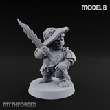 Swinging Low Halfling Greatsword Unit Miniature for Dungeons and Dragons, Pathfinder or other TTRPGs