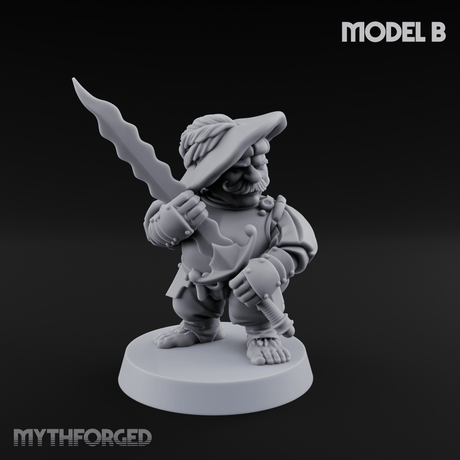 Swinging Low Halfling Greatsword Unit Miniature for Dungeons and Dragons, Pathfinder or other TTRPGs