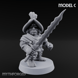 Swinging Low Halfling Greatsword Unit Miniature for Dungeons and Dragons, Pathfinder or other TTRPGs