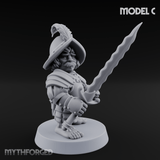 Swinging Low Halfling Greatsword Unit Miniature for Dungeons and Dragons, Pathfinder or other TTRPGs