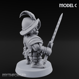 Swinging Low Halfling Greatsword Unit C Miniature for Dungeons and Dragons, Pathfinder or other TTRPGs