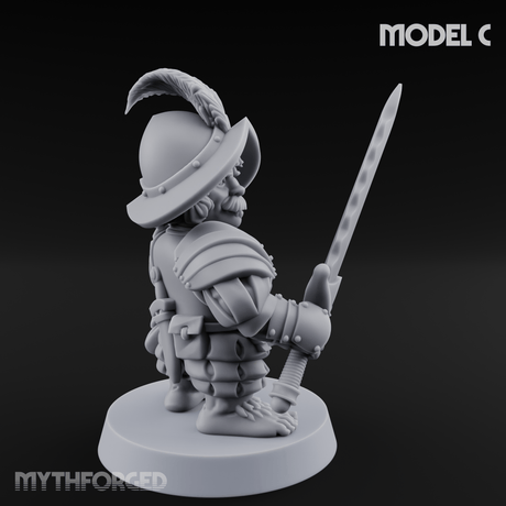 Swinging Low Halfling Greatsword Unit C Miniature for Dungeons and Dragons, Pathfinder or other TTRPGs