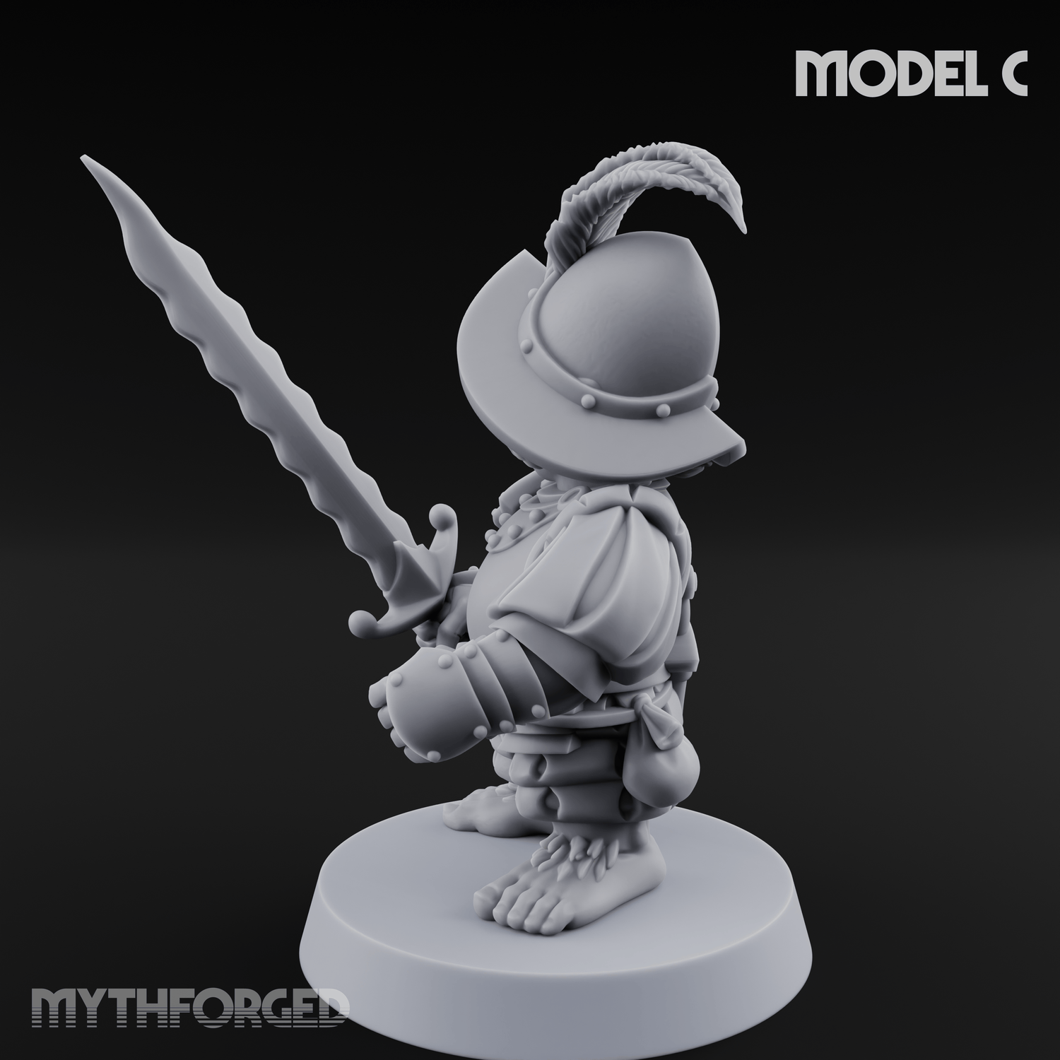 Swinging Low Halfling Greatsword Unit C Miniature for Dungeons and Dragons, Pathfinder or other TTRPGs