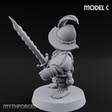 Swinging Low Halfling Greatsword Unit C Miniature for Dungeons and Dragons, Pathfinder or other TTRPGs