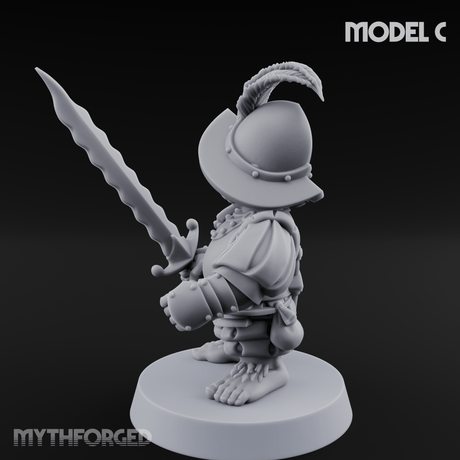 Swinging Low Halfling Greatsword Unit C Miniature for Dungeons and Dragons, Pathfinder or other TTRPGs