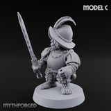 Swinging Low Halfling Greatsword Unit C Miniature for Dungeons and Dragons, Pathfinder or other TTRPGs