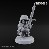 Swinging Low Halfling Greatsword Unit Miniature for Dungeons and Dragons, Pathfinder or other TTRPGs