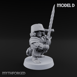 Swinging Low Halfling Greatsword Unit Miniature for Dungeons and Dragons, Pathfinder or other TTRPGs
