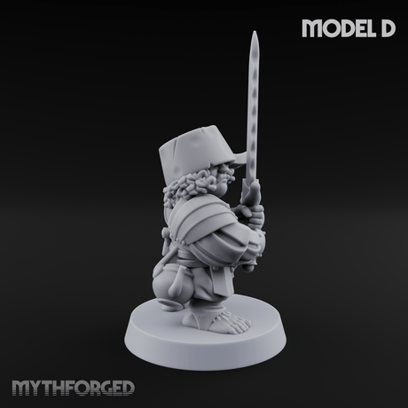Swinging Low Halfling Greatsword Unit D Miniature for Dungeons and Dragons, Pathfinder or other TTRPGs