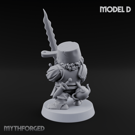 Swinging Low Halfling Greatsword Unit D Miniature for Dungeons and Dragons, Pathfinder or other TTRPGs
