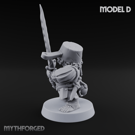 Swinging Low Halfling Greatsword Unit D Miniature for Dungeons and Dragons, Pathfinder or other TTRPGs
