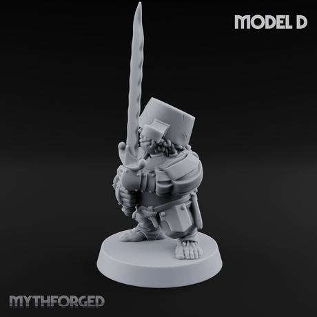 Swinging Low Halfling Greatsword Unit D Miniature for Dungeons and Dragons, Pathfinder or other TTRPGs