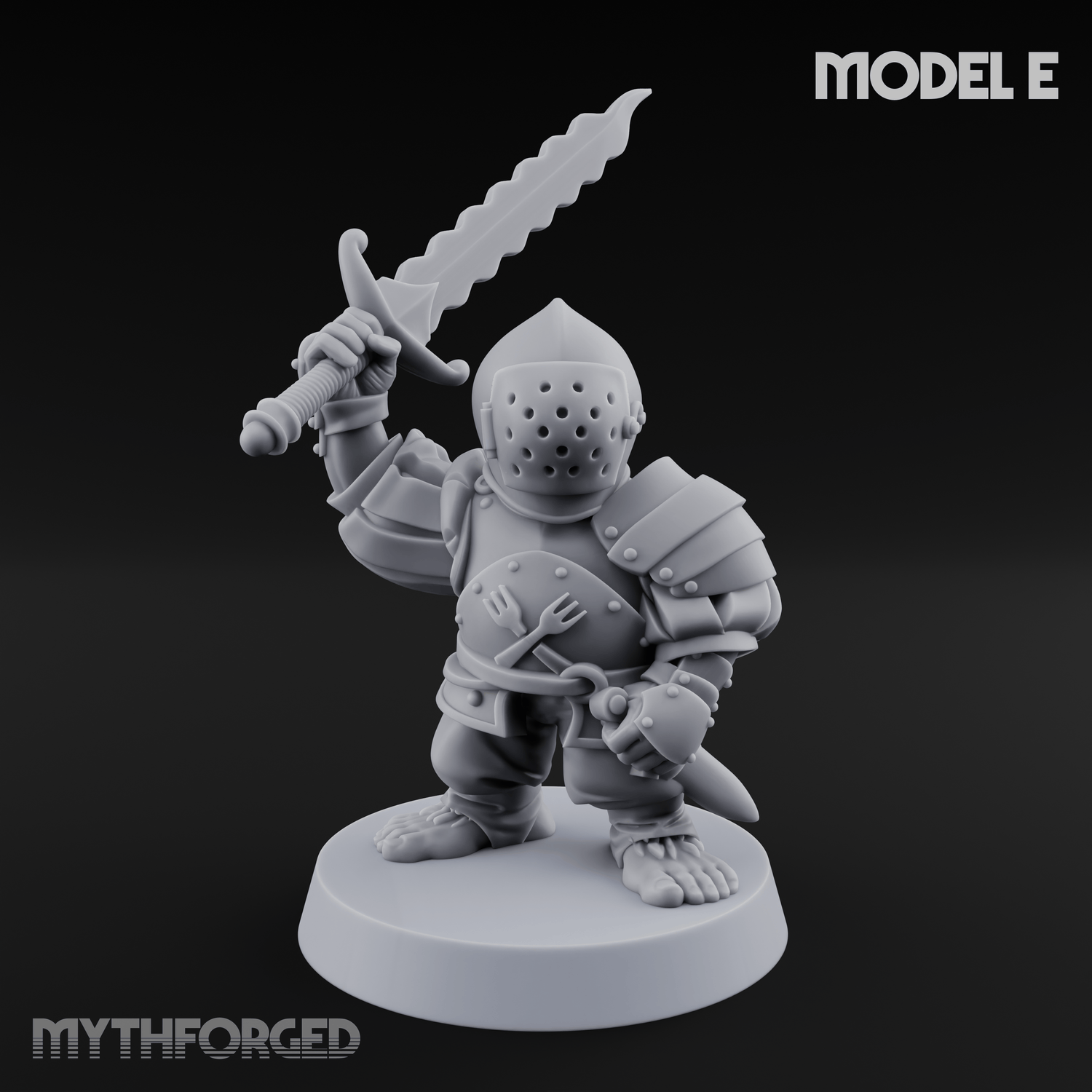 Swinging Low Halfling Greatsword Unit Miniature for Dungeons and Dragons, Pathfinder or other TTRPGs