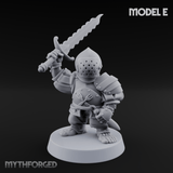 Swinging Low Halfling Greatsword Unit Miniature for Dungeons and Dragons, Pathfinder or other TTRPGs