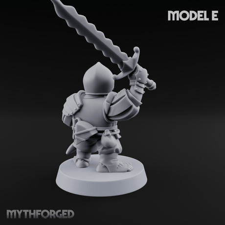 Swinging Low Halfling Greatsword Unit E Miniature for Dungeons and Dragons, Pathfinder or other TTRPGs