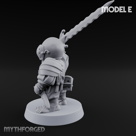 Swinging Low Halfling Greatsword Unit E Miniature for Dungeons and Dragons, Pathfinder or other TTRPGs