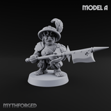 Feather Flourishing Halfling Halberdiers A Miniature for Dungeons and Dragons, Pathfinder or other TTRPGs