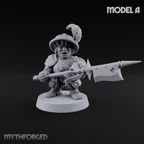 Feather Flourishing Halfling Halberdiers A Miniature for Dungeons and Dragons, Pathfinder or other TTRPGs