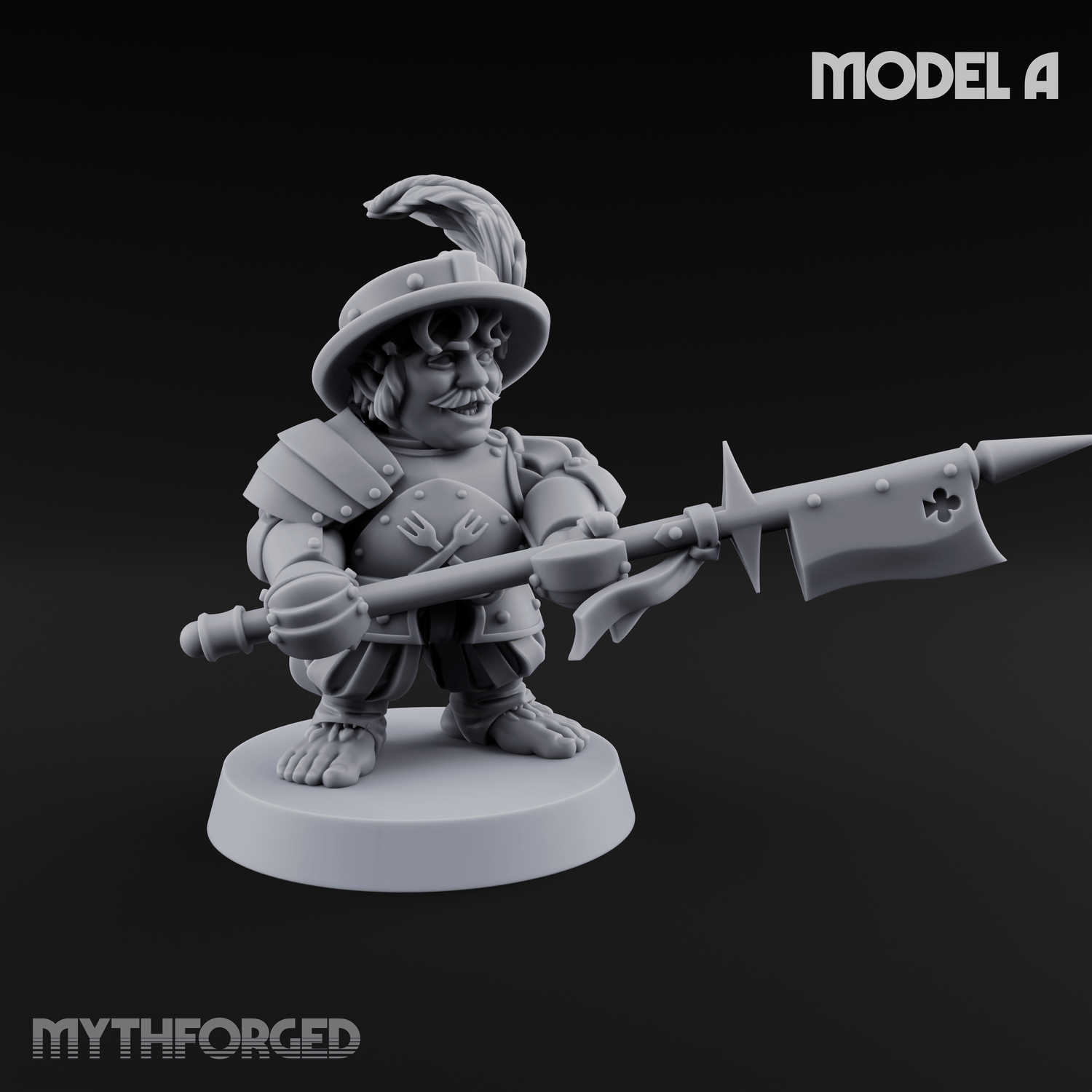 Feather Flourishing Halfling Halberdiers A Miniature for Dungeons and Dragons, Pathfinder or other TTRPGs