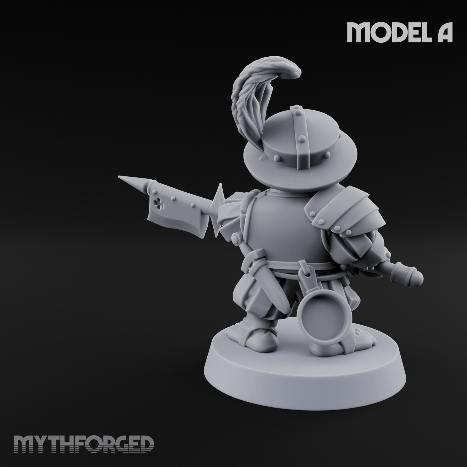 Feather Flourishing Halfling Halberdiers A Miniature for Dungeons and Dragons, Pathfinder or other TTRPGs