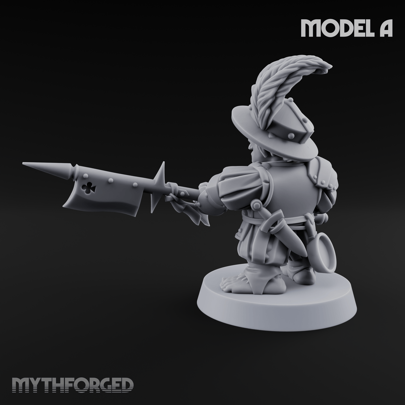 Feather Flourishing Halfling Halberdiers A Miniature for Dungeons and Dragons, Pathfinder or other TTRPGs