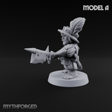 Feather Flourishing Halfling Halberdiers A Miniature for Dungeons and Dragons, Pathfinder or other TTRPGs