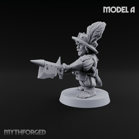 Feather Flourishing Halfling Halberdiers A Miniature for Dungeons and Dragons, Pathfinder or other TTRPGs