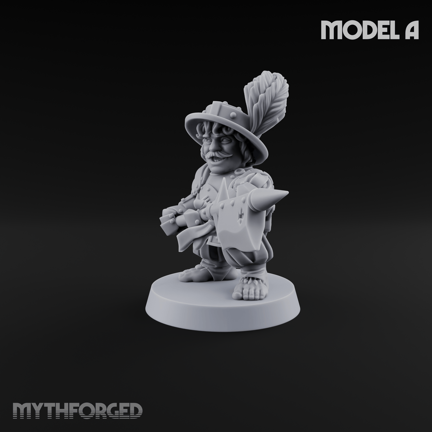 Feather Flourishing Halfling Halberdiers A Miniature for Dungeons and Dragons, Pathfinder or other TTRPGs